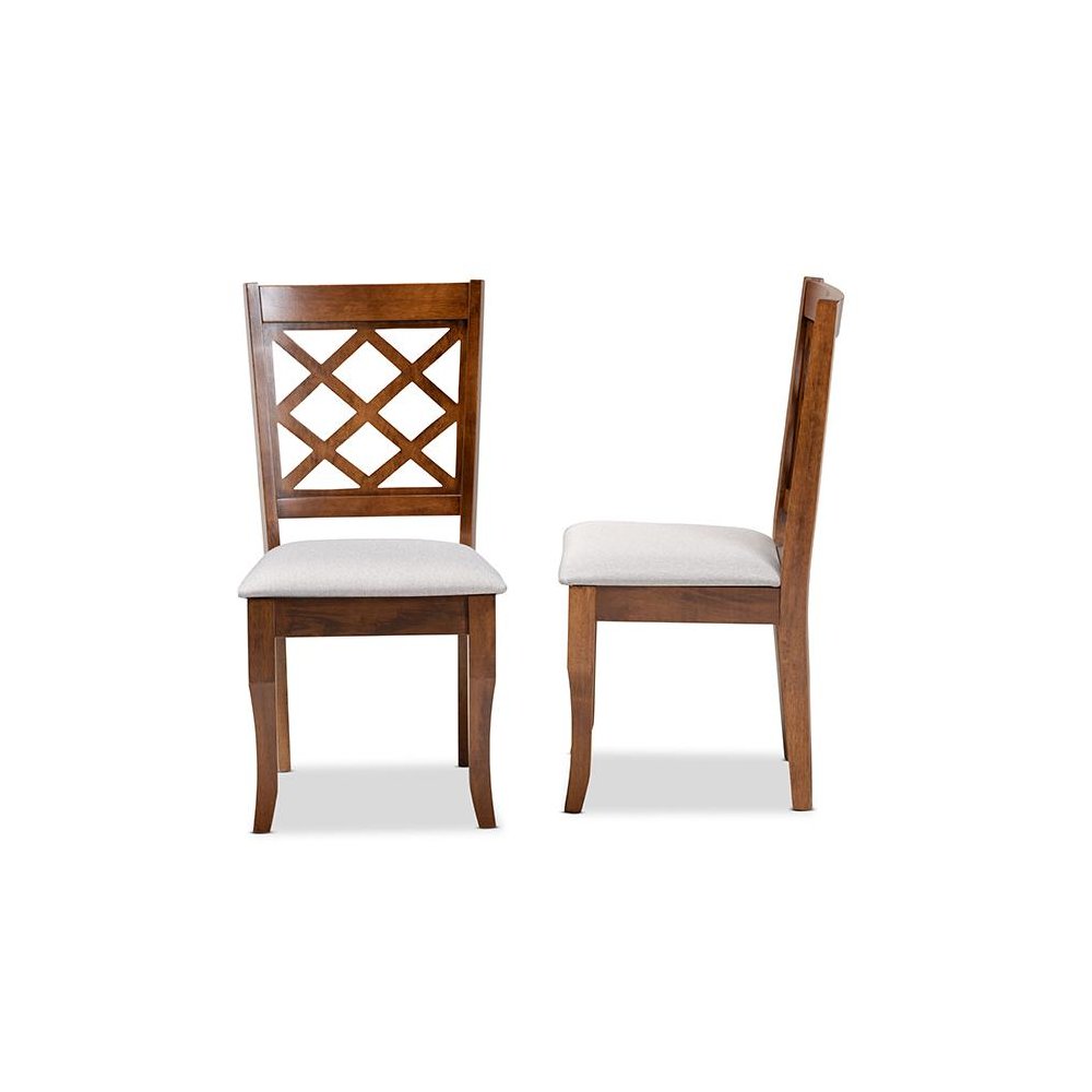 Grey Fabric Upholstered Walnut Finished Wood 2-Piece Dining Chair Set. Picture 3