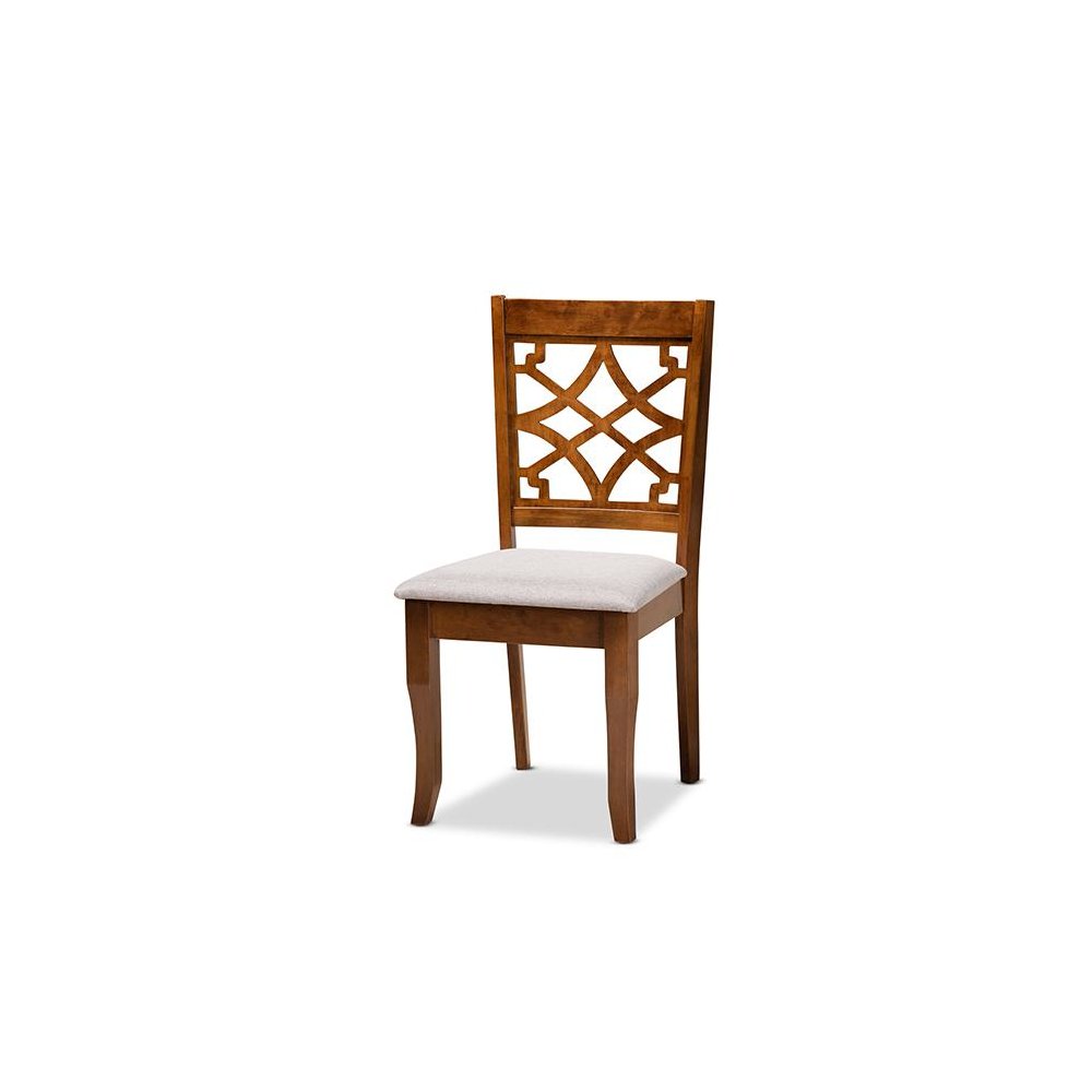 Grey Fabric Upholstered and Walnut Brown Finished Wood 7-Piece Dining Set. Picture 2