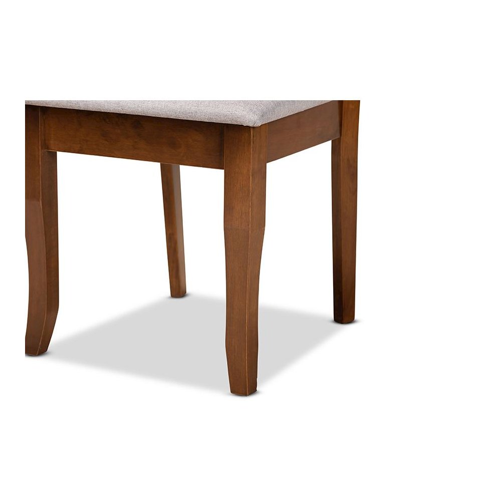 Grey Fabric Upholstered and Walnut Brown Finished Wood 2-Piece Dining Chair Set. Picture 5