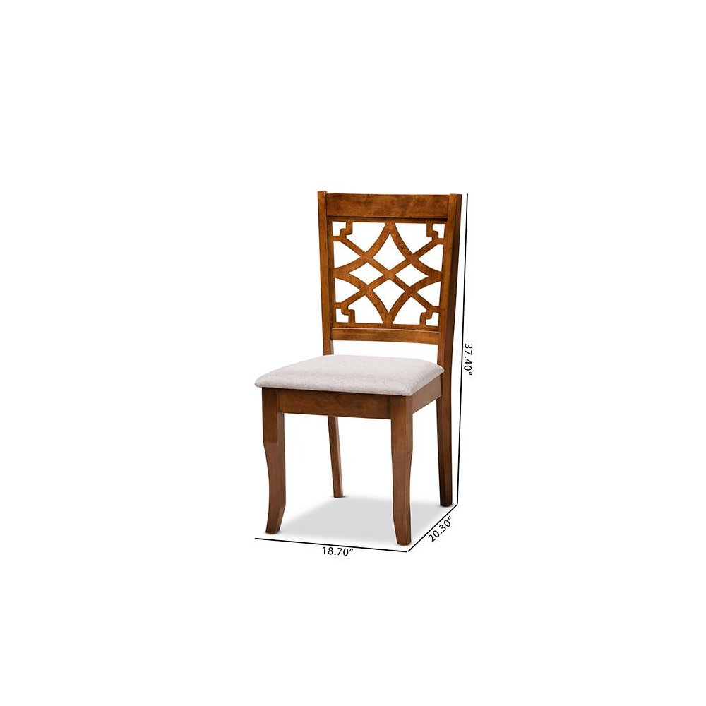 Grey Fabric Upholstered and Walnut Brown Finished Wood 2-Piece Dining Chair Set. Picture 8