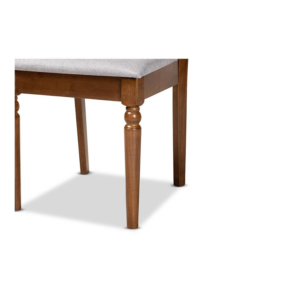 Grey Fabric Upholstered and Walnut Brown Finished Wood 2-Piece Dining Chair Set. Picture 5