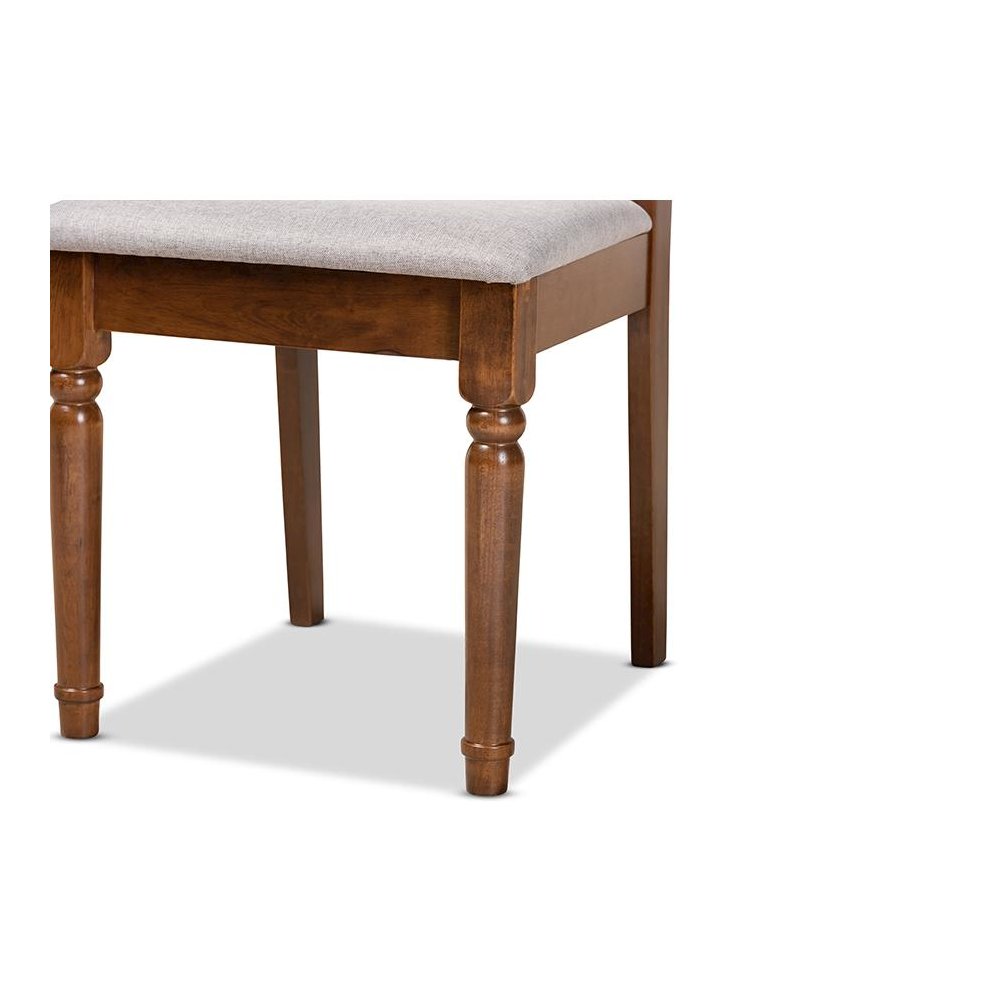 Grey Fabric Upholstered and Walnut Brown Finished 5-Piece Wood Dining Set. Picture 6