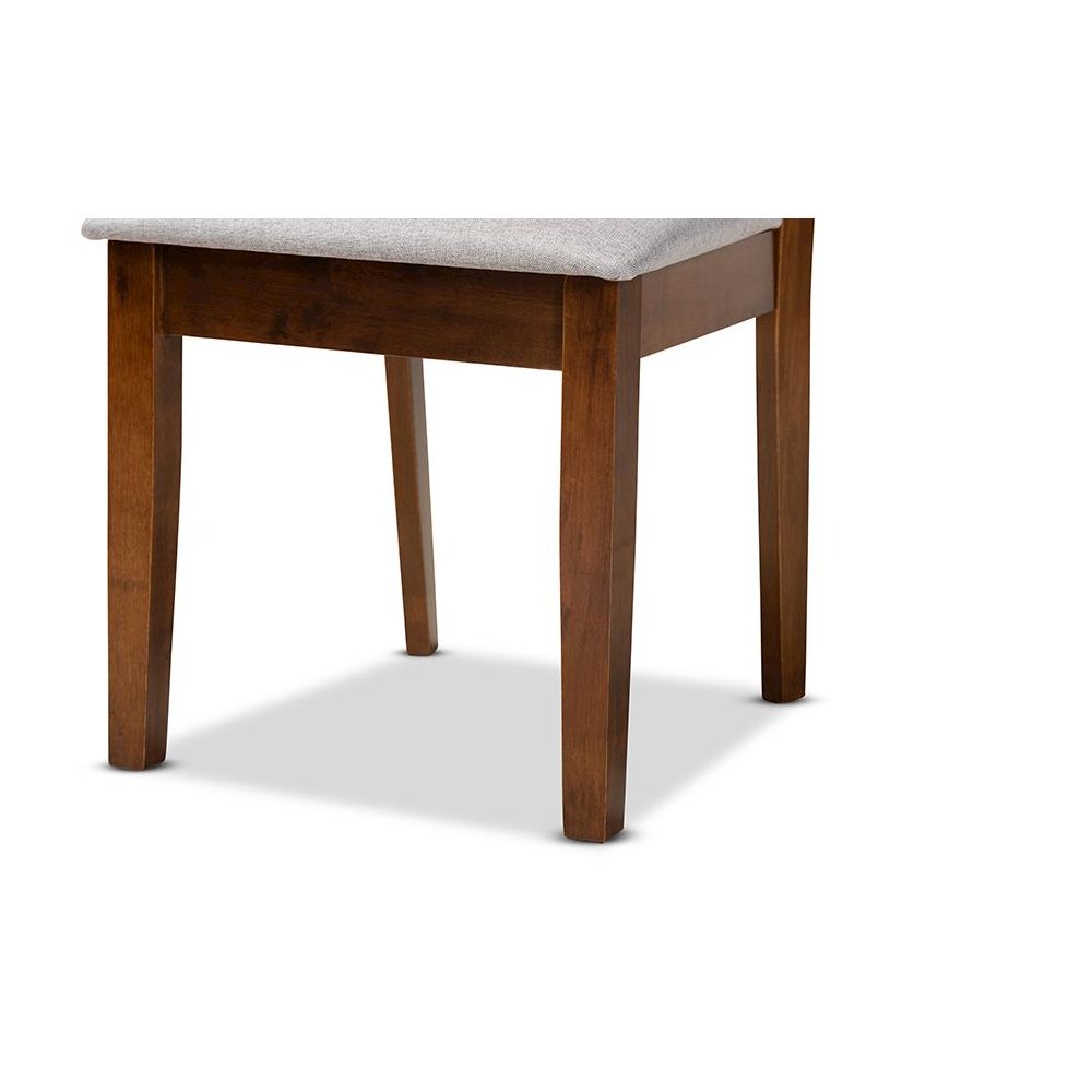 Grey Fabric Upholstered and Walnut Brown Finished Wood 2-Piece Dining Chair Set. Picture 5