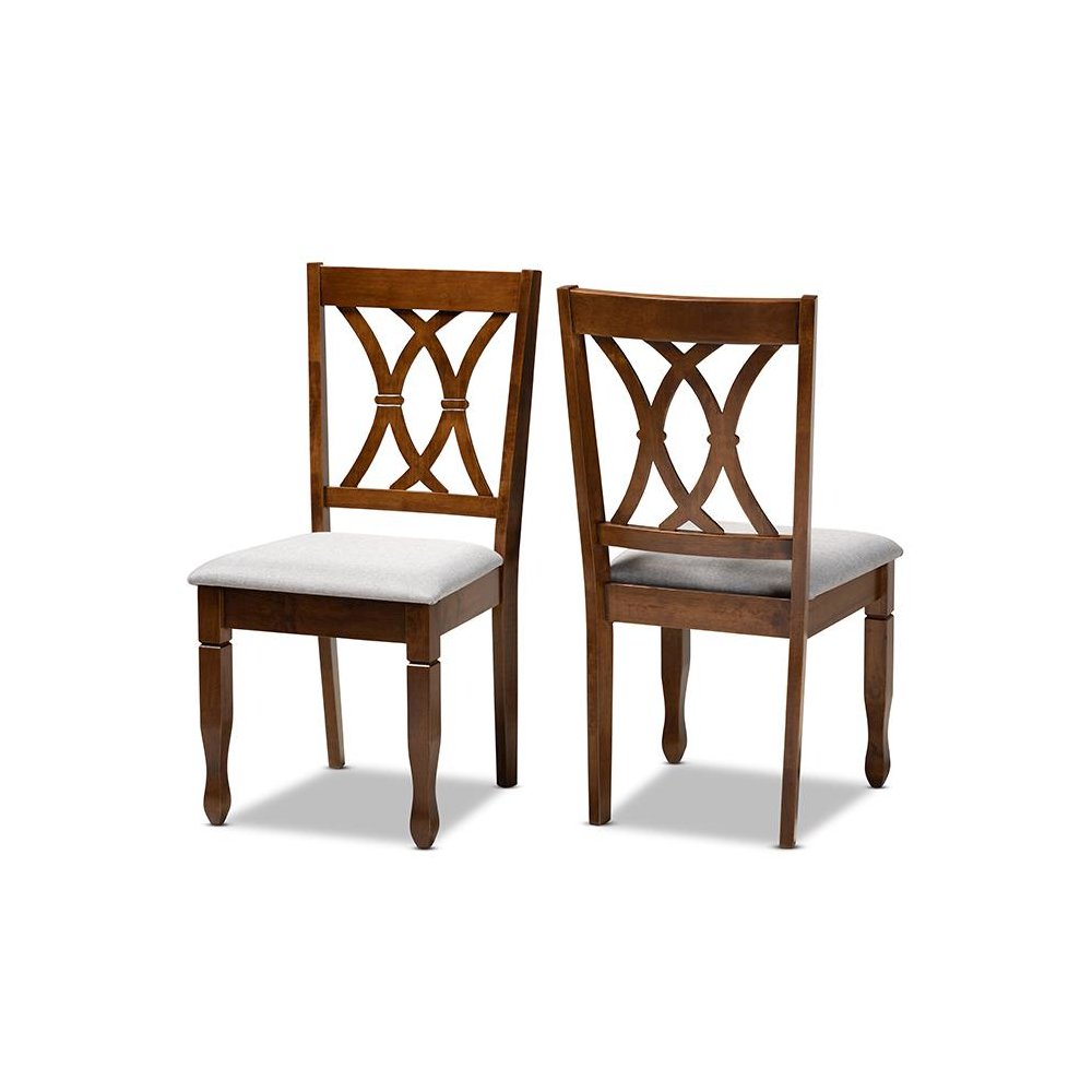 Walnut Brown Finished Wood 2-Piece Dining Chair Set Set. Picture 1