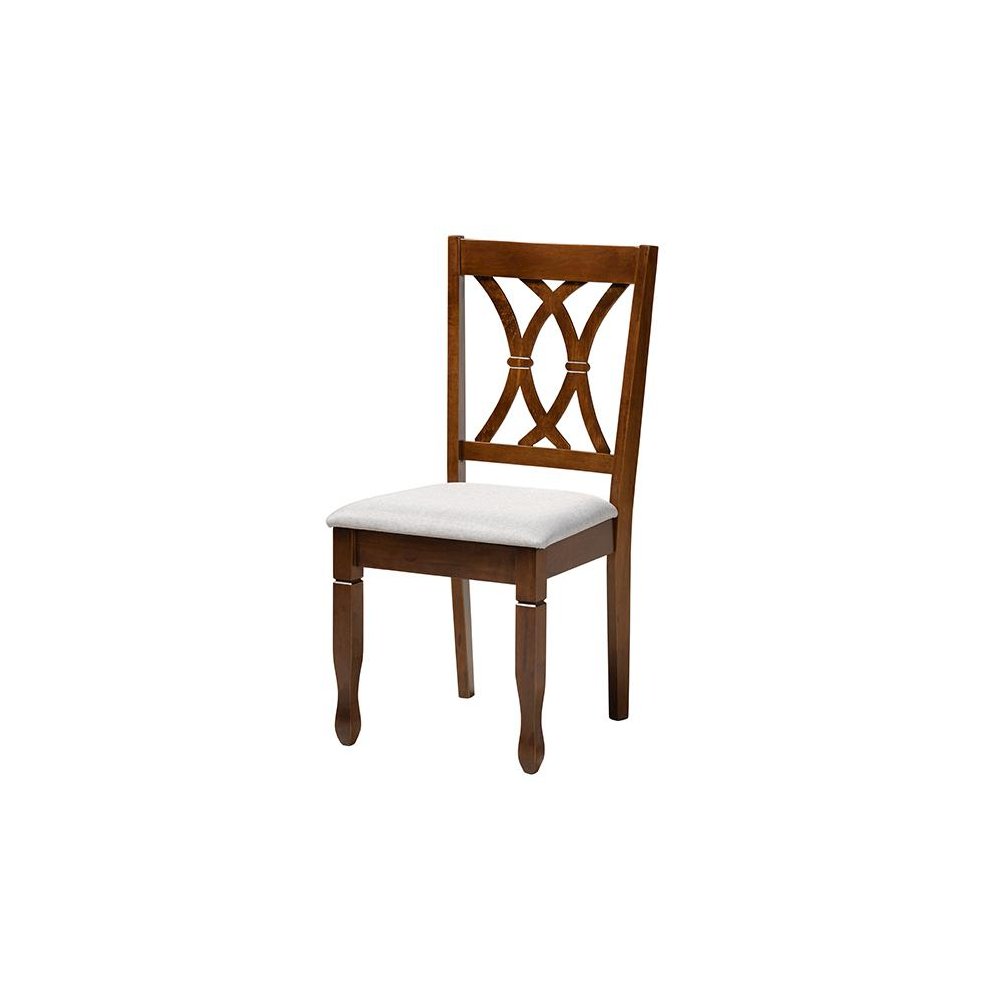Maya Modern Grey Fabric and Walnut Brown Finished Wood 7-Piece Dining Set. Picture 2
