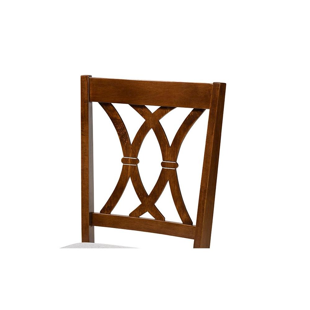 Maya Modern Grey Fabric and Walnut Brown Finished Wood 7-Piece Dining Set. Picture 5