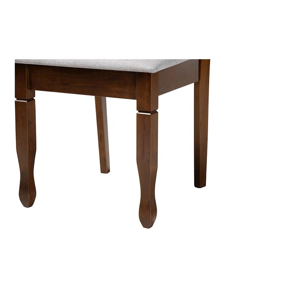 Maya Modern Grey Fabric and Walnut Brown Finished Wood 7-Piece Dining Set. Picture 6