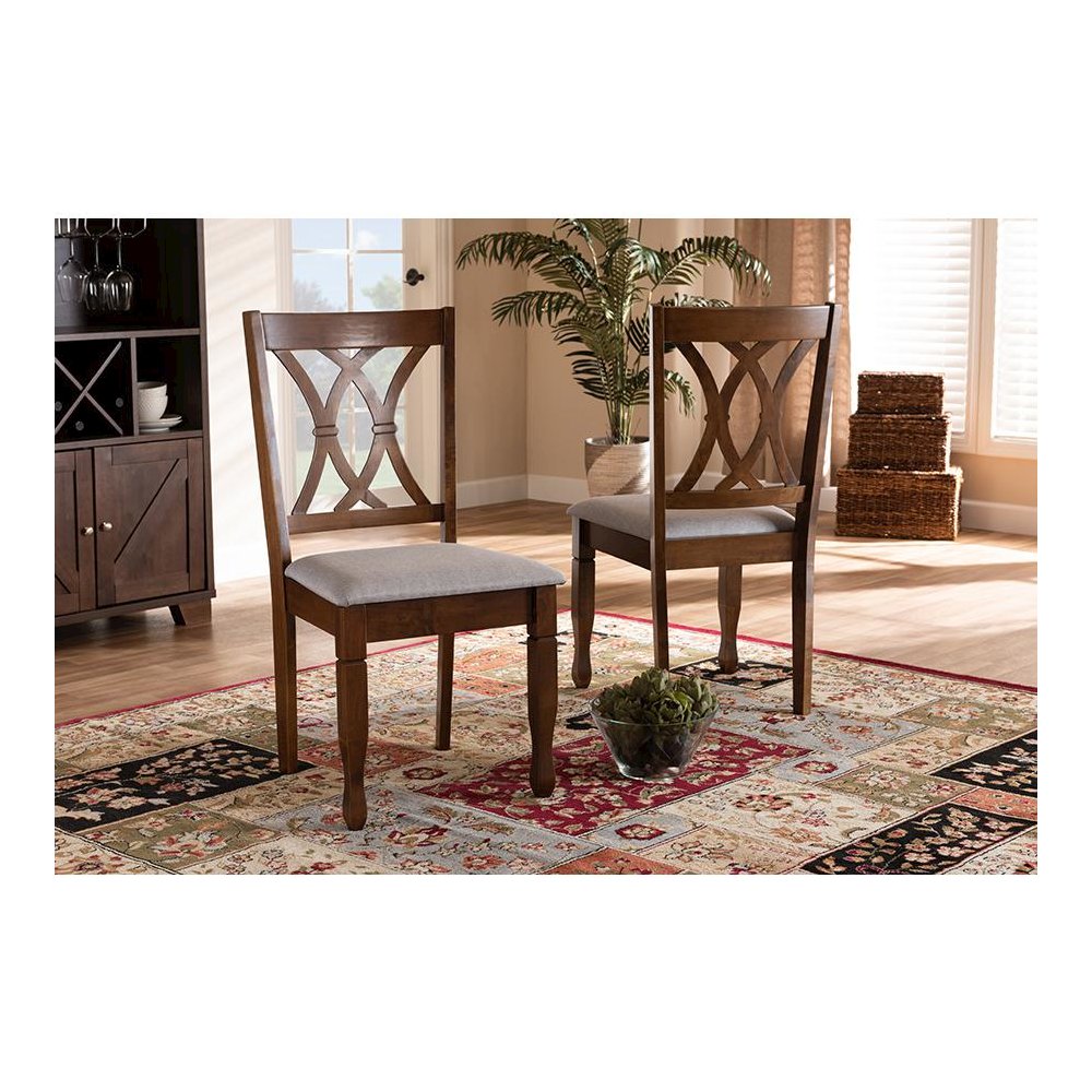 Walnut Brown Finished Wood 2-Piece Dining Chair Set Set. Picture 6