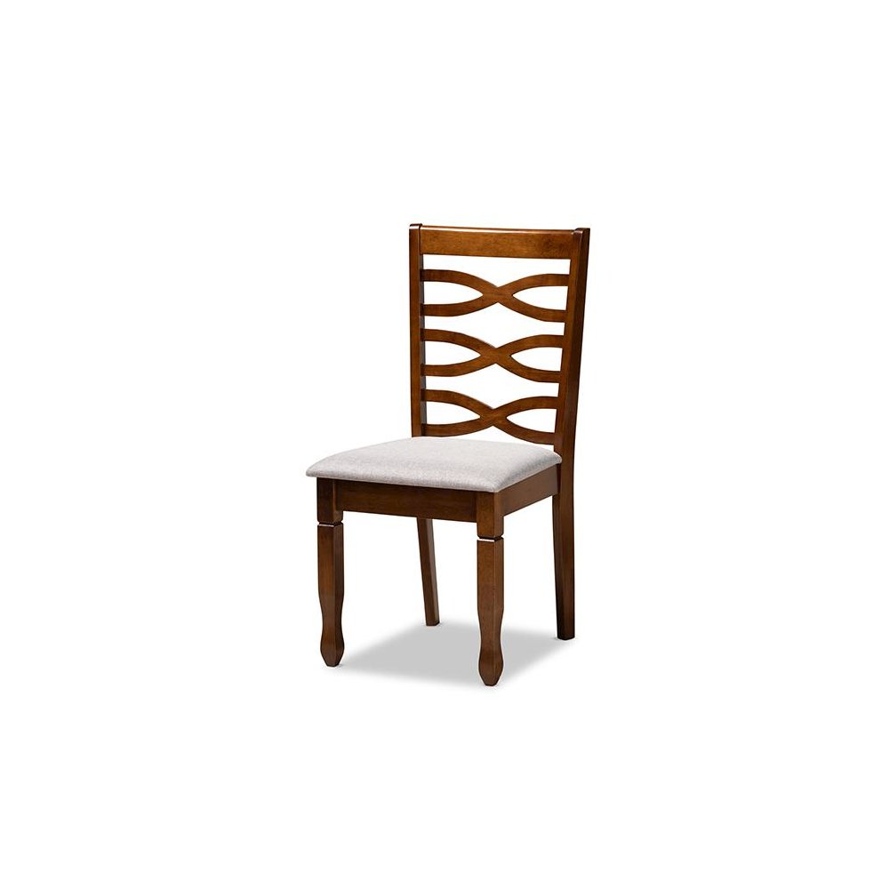 Grey Fabric Upholstered and Walnut Brown Finished Wood 5-Piece Dining Set. Picture 2