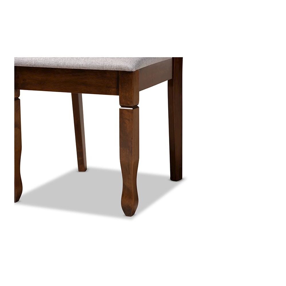 Grey Fabric Upholstered and Walnut Brown Finished Wood 5-Piece Dining Set. Picture 6