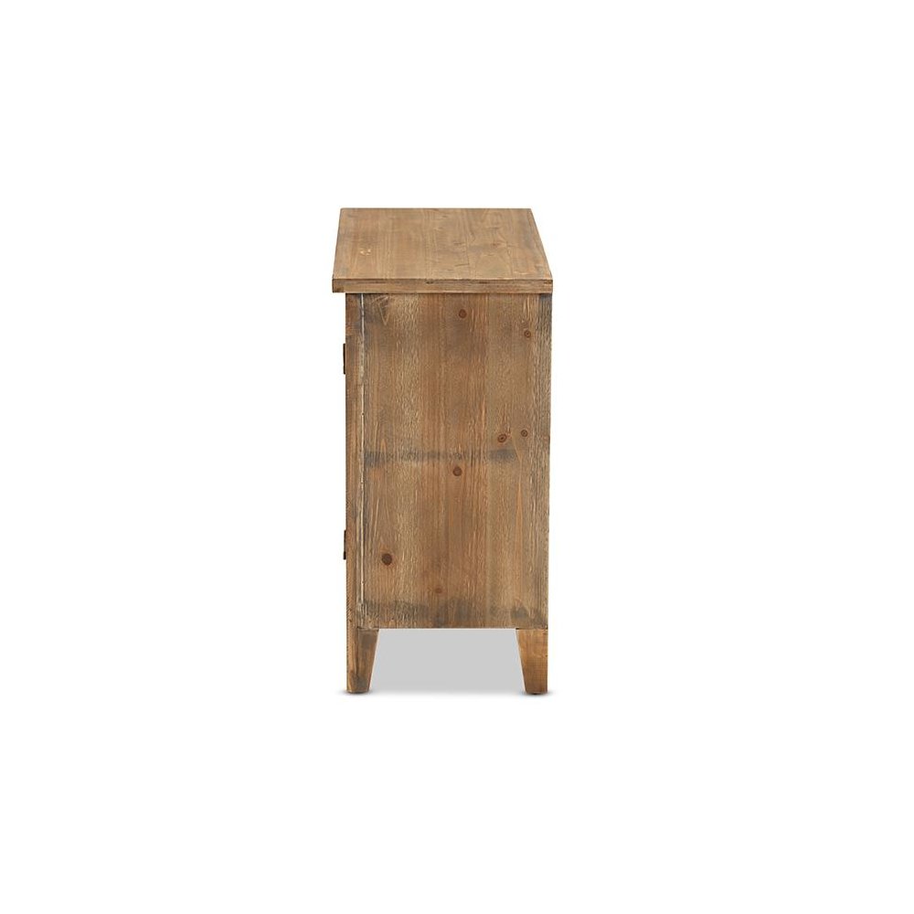 Transitional Medium Oak Finished 2-Door Wood Spindle Accent Storage Cabinet. Picture 4