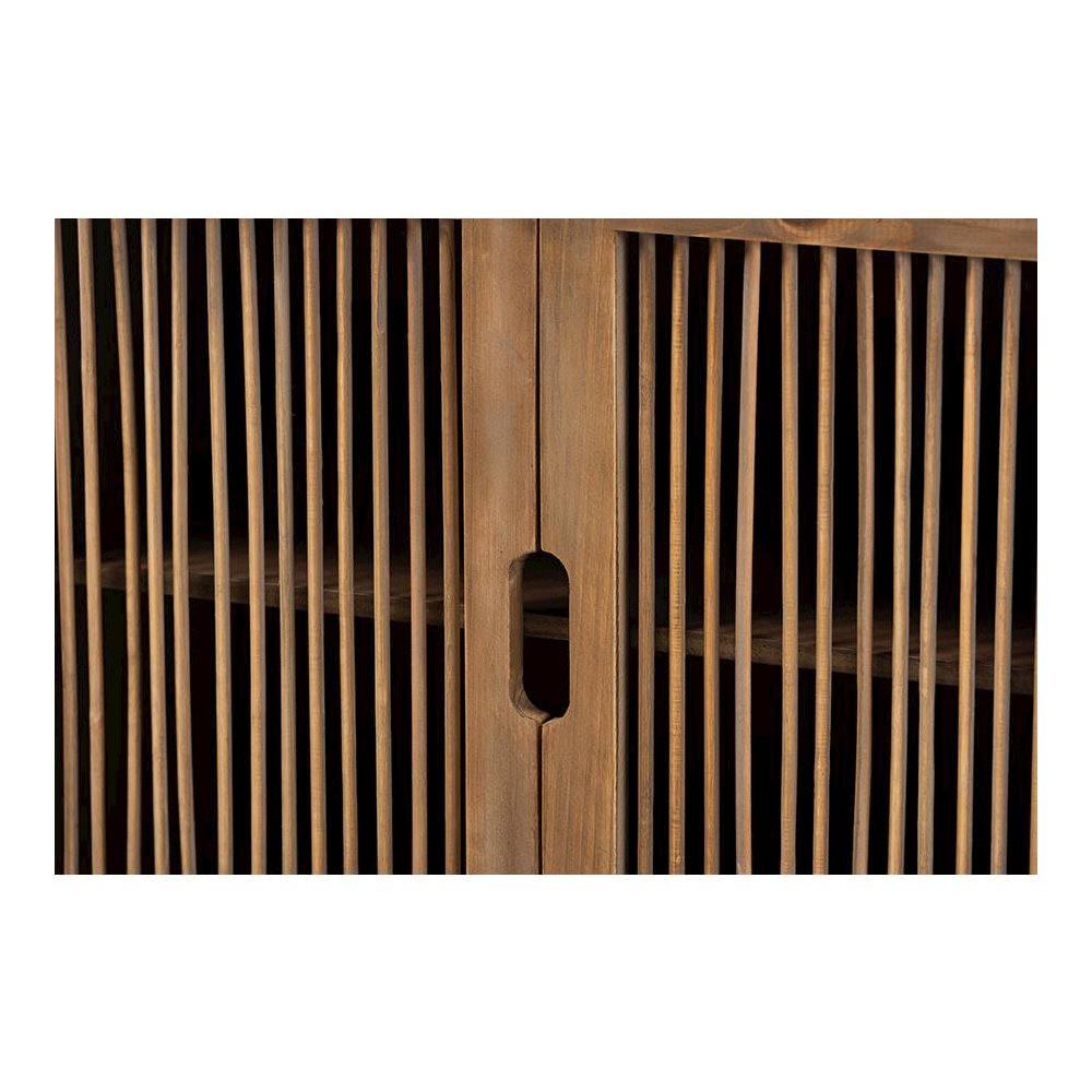 Transitional Medium Oak Finished 2-Door Wood Spindle Accent Storage Cabinet. Picture 5