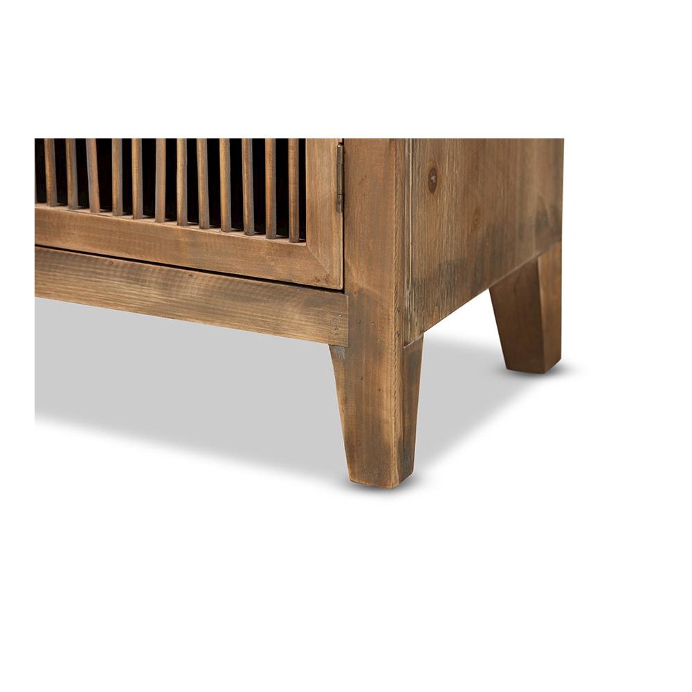 Transitional Medium Oak Finished 2-Door Wood Spindle Accent Storage Cabinet. Picture 6