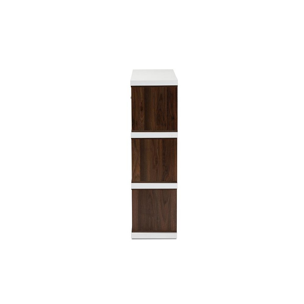 Two-Tone White and Walnut Brown Finished 2-Drawer Bookcase. Picture 4