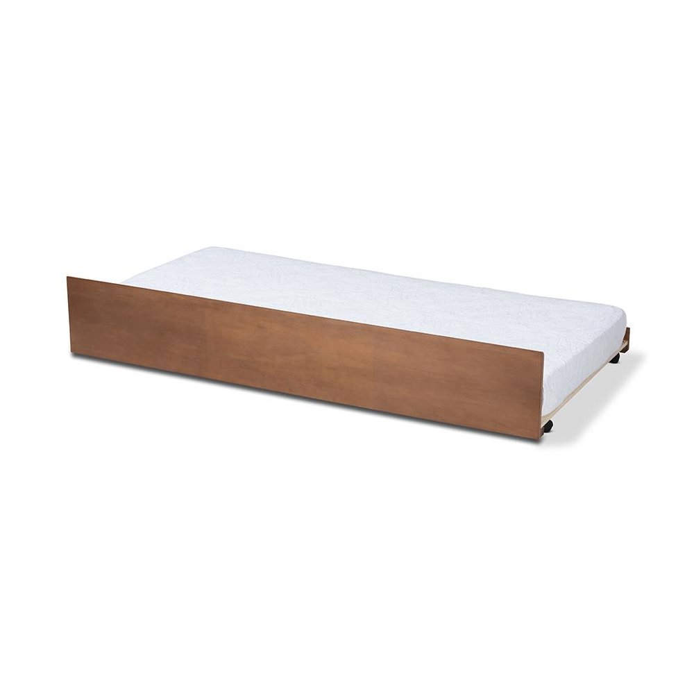 Toveli Modern and Contemporary Ash Walnut Finished Twin Size Trundle Bed. Picture 1