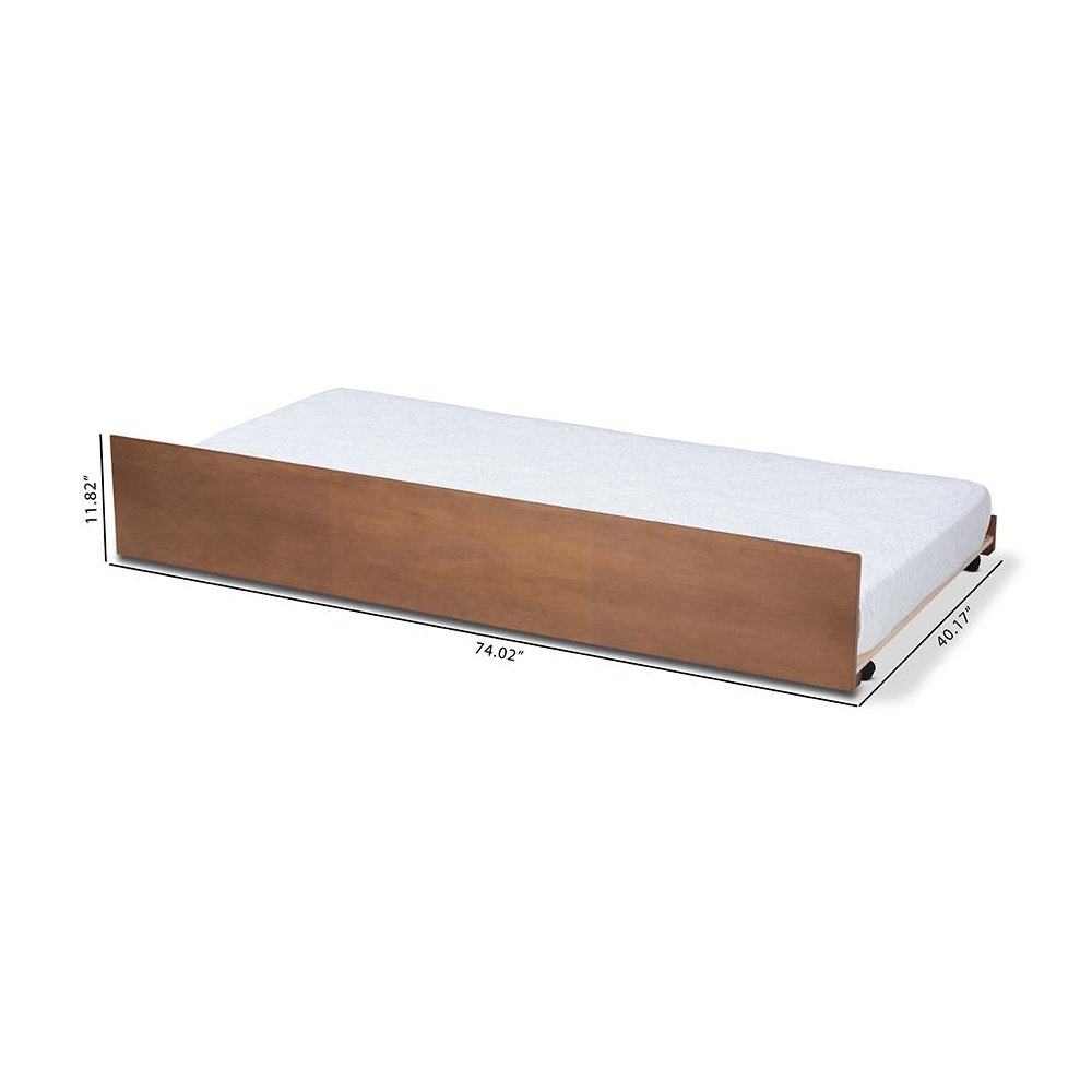 Toveli Modern and Contemporary Ash Walnut Finished Twin Size Trundle Bed. Picture 6