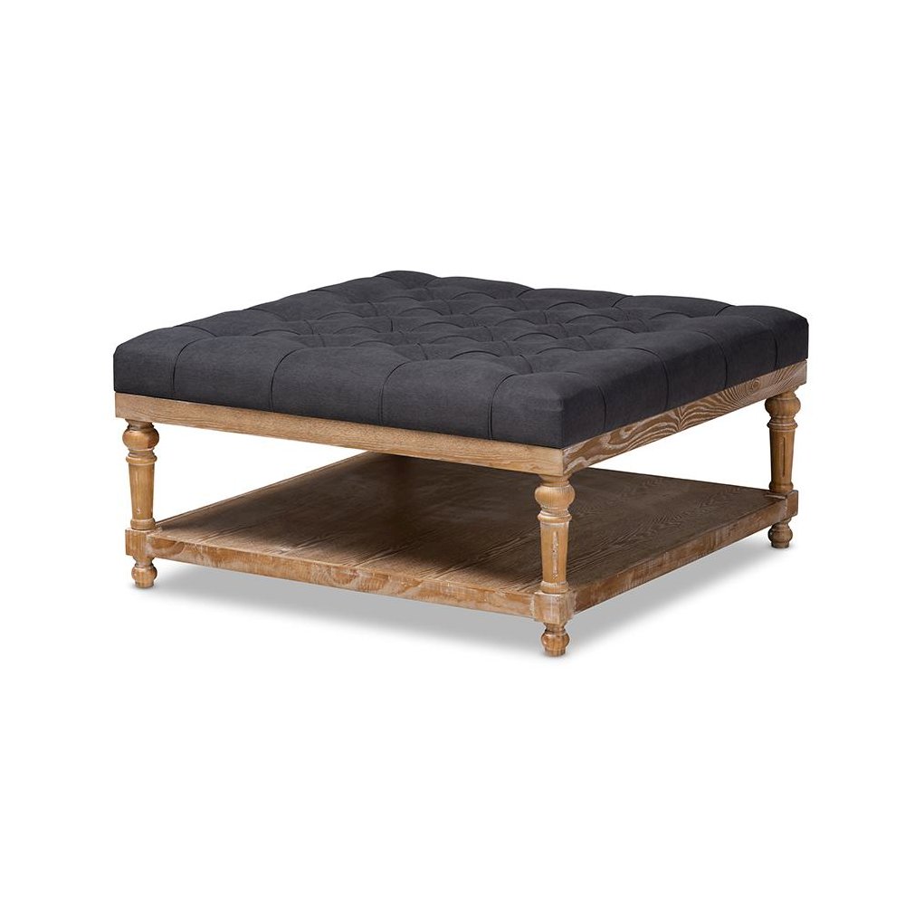 Greywashed Wood Cocktail Ottoman. Picture 1