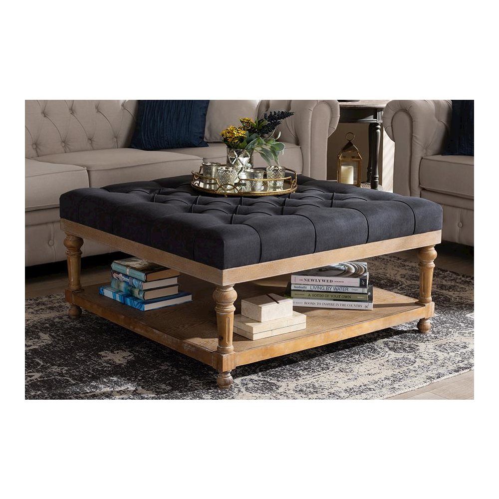 Greywashed Wood Cocktail Ottoman. Picture 5