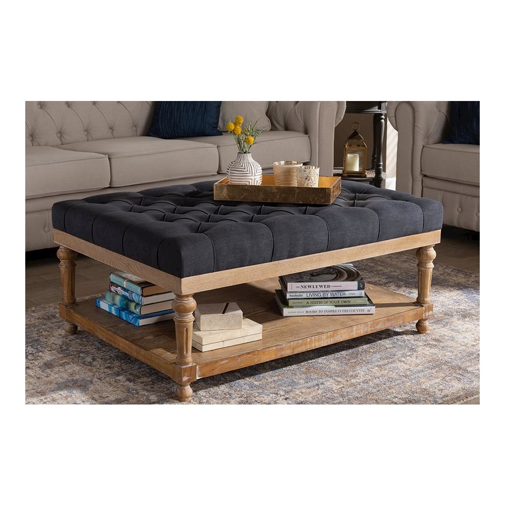 Greywashed Wood Cocktail Ottoman. Picture 6