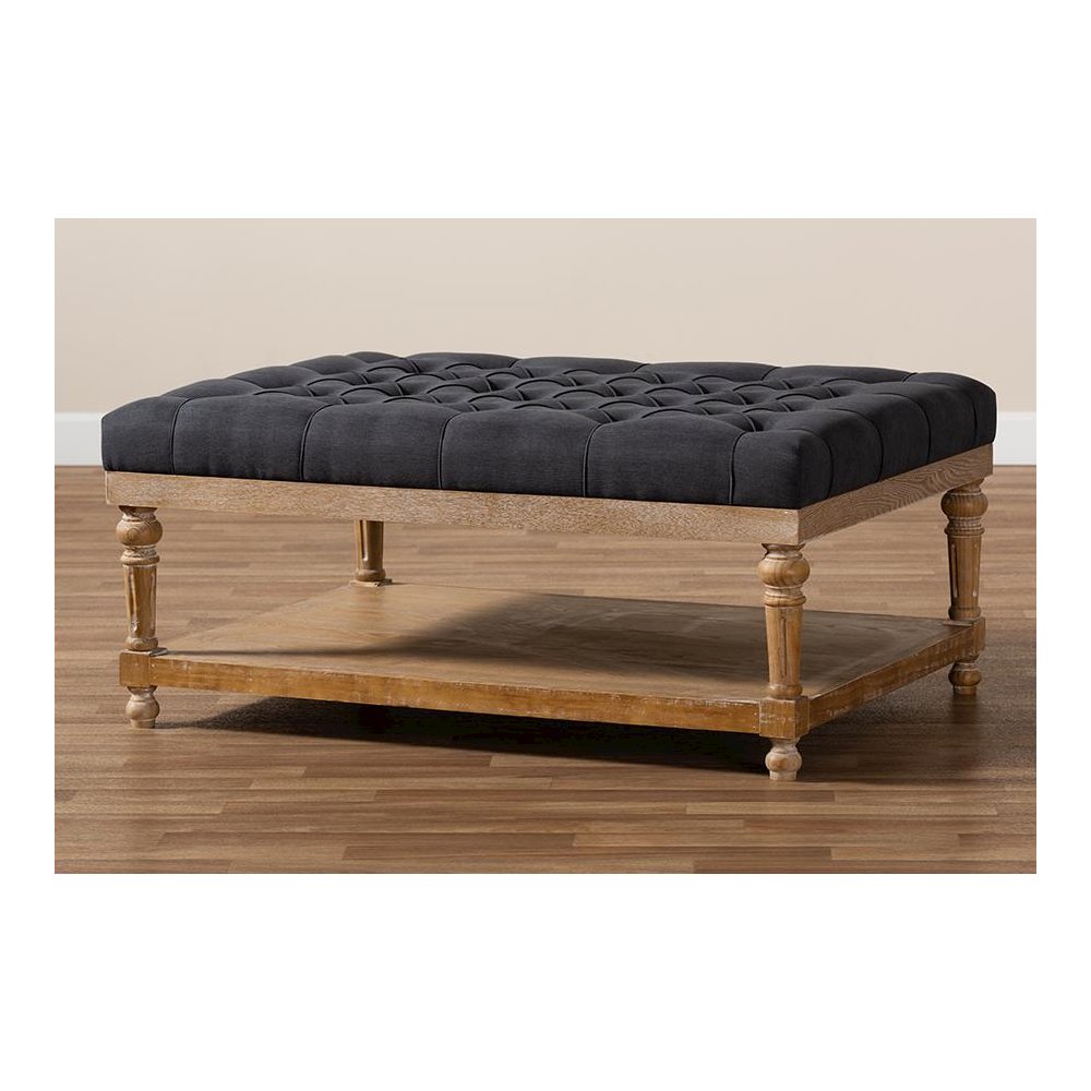 Greywashed Wood Cocktail Ottoman. Picture 7