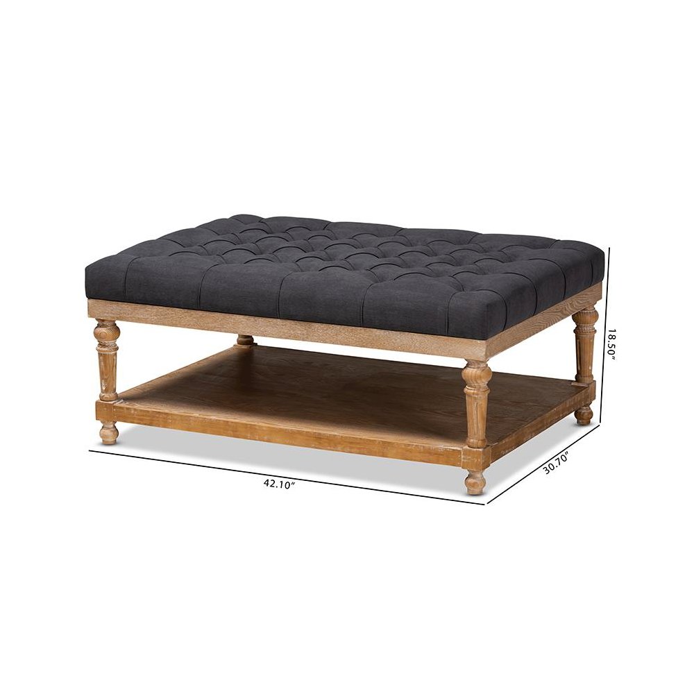 Greywashed Wood Cocktail Ottoman. Picture 8
