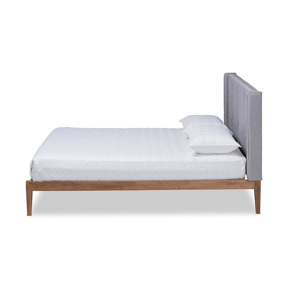 Ash Walnut Brown Finished Wood Full Size Platform Bed. Picture 2