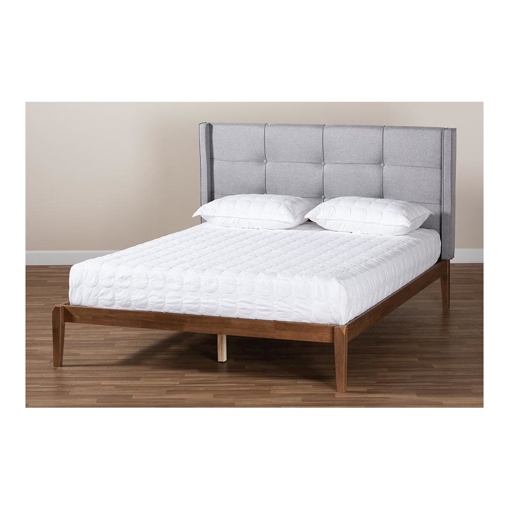 Ash Walnut Brown Finished Wood Full Size Platform Bed. Picture 7
