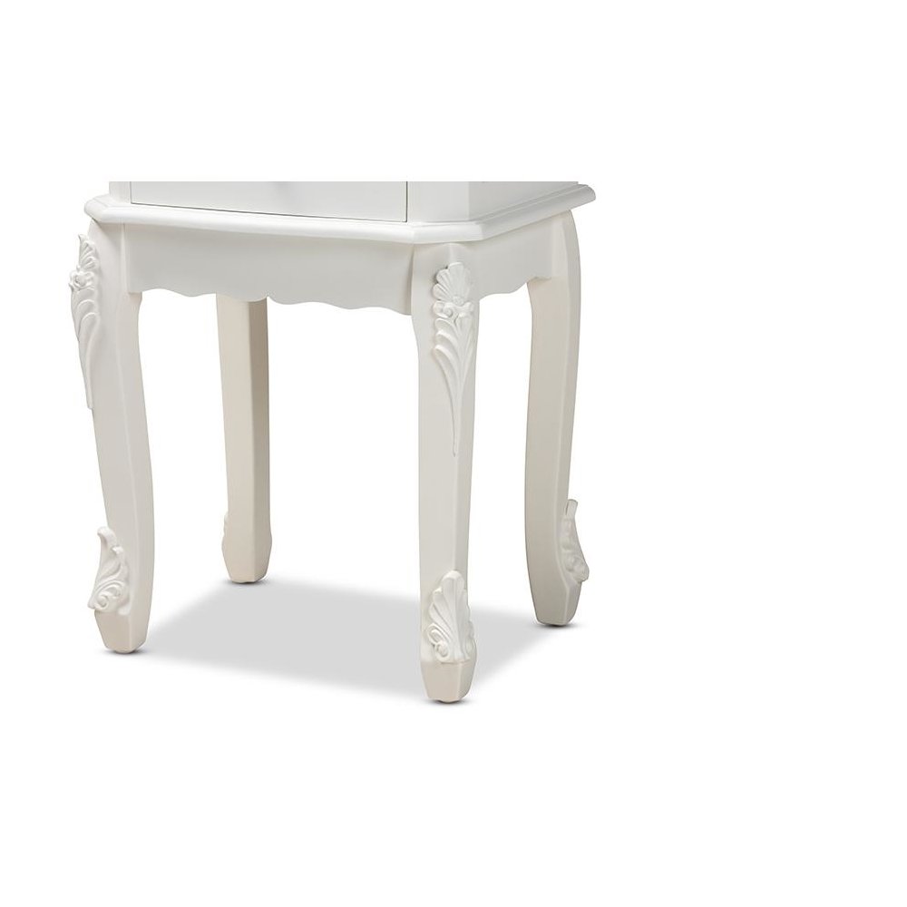 Sophia Classic and Traditional French White Finished Wood 2-Drawer End Table. Picture 6