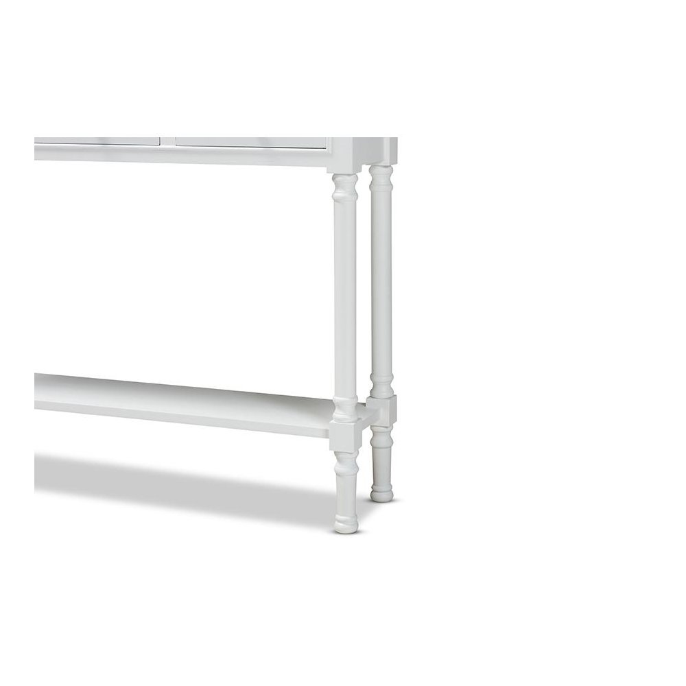 Traditional French Farmhouse White Finished Wood 3-Drawer Entryway Console Table. Picture 6