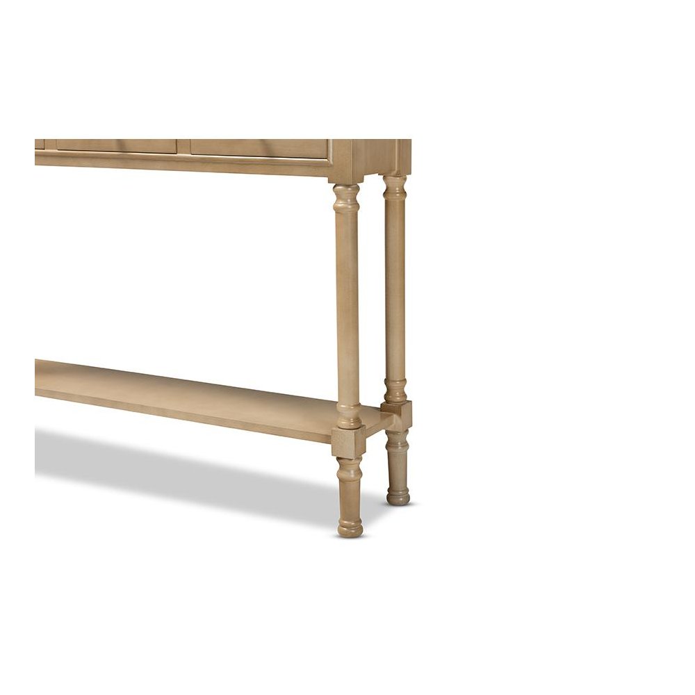 Farmhouse Oak Brown Finished Wood 3-Drawer Entryway Console Table. Picture 6