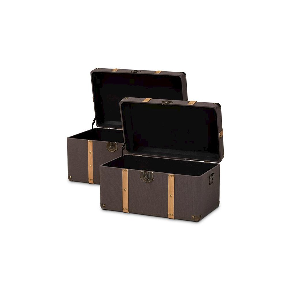 Oak Brown Finished 2-Piece Storage Trunk Set. Picture 2