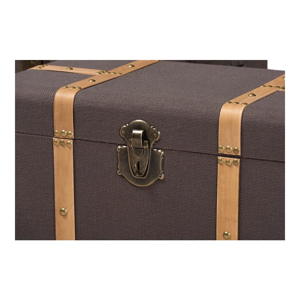 Oak Brown Finished 2-Piece Storage Trunk Set. Picture 3