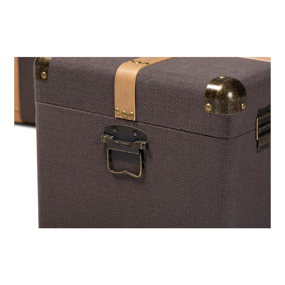 Oak Brown Finished 2-Piece Storage Trunk Set. Picture 4