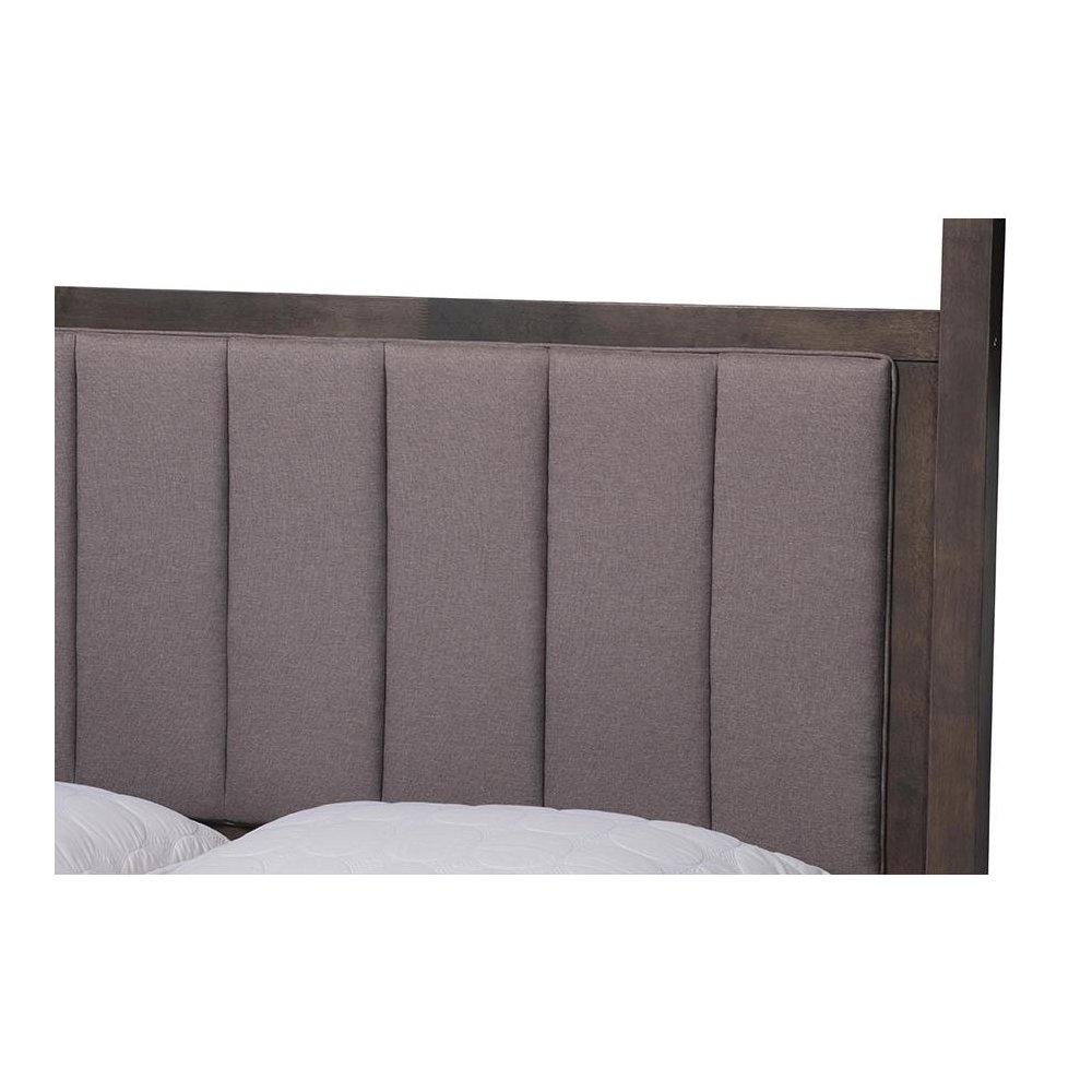 Dark Grey Oak Finished Wood Queen Size Platform Canopy Bed. Picture 4