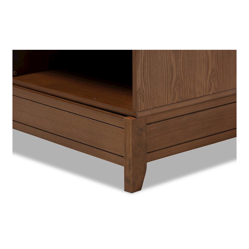 Transitional Walnut Brown Finished Wood Queen Size Platform Storage Bed. Picture 7