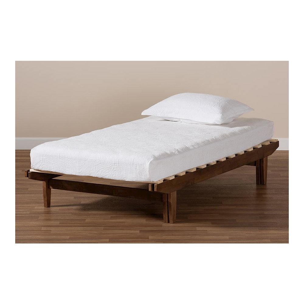 Walnut Finished Wood Expandable Twin Size to King Size Bed Frame. Picture 9