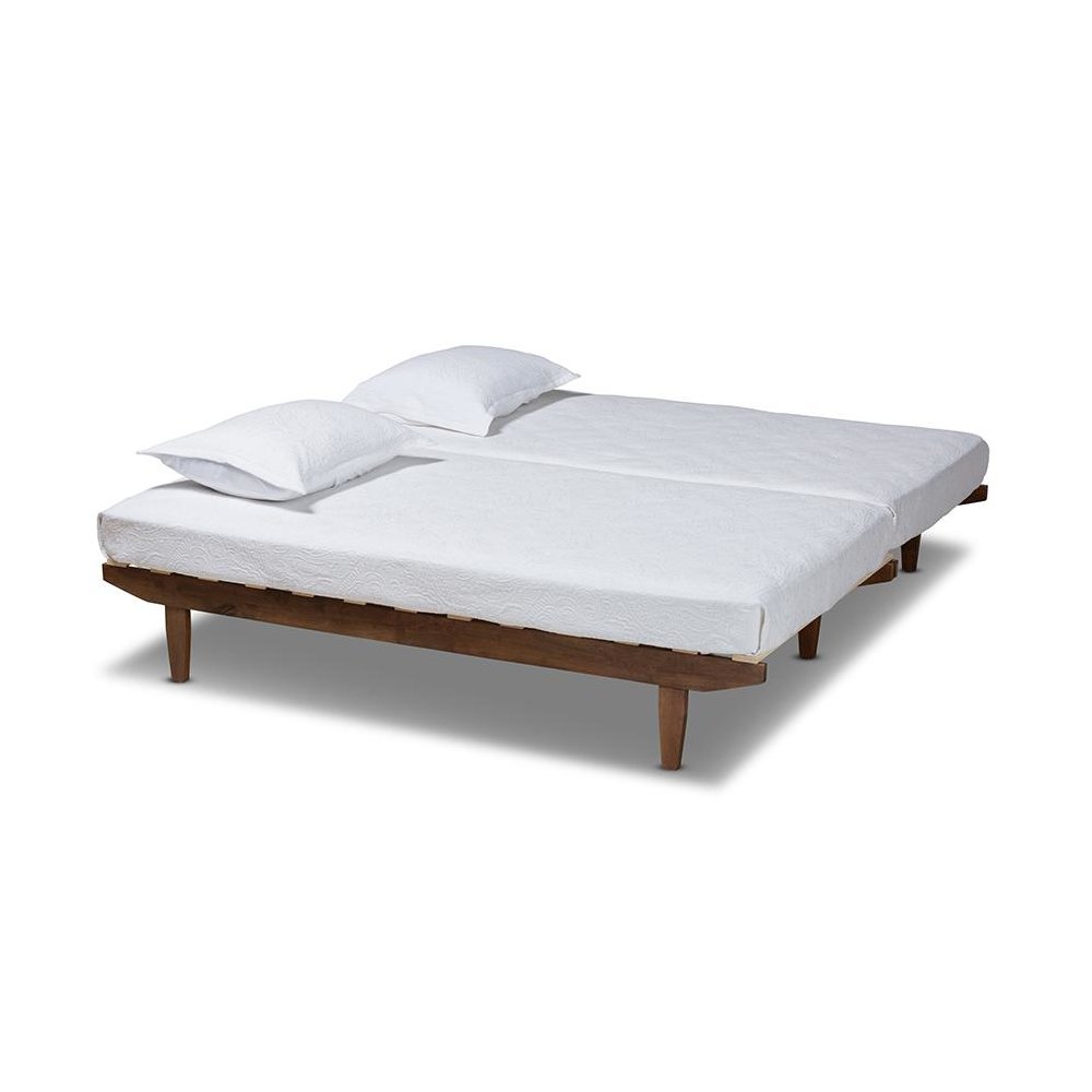 Walnut Finished Wood Expandable Twin Size to King Size Bed Frame. Picture 2