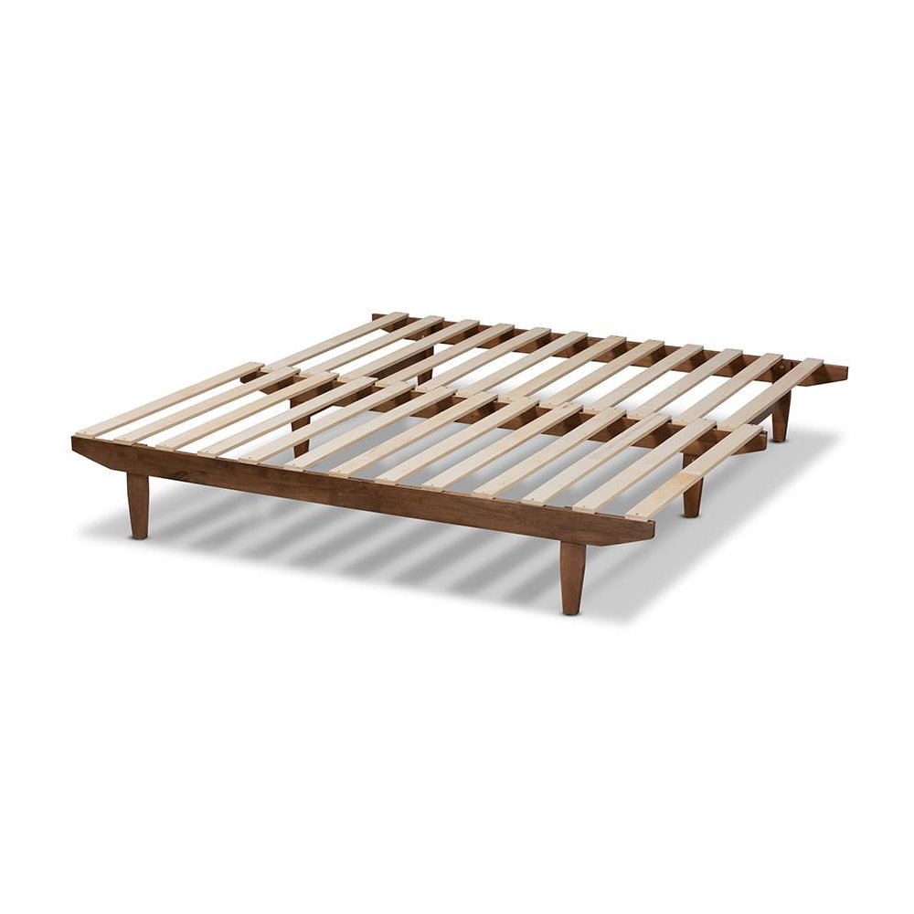 Walnut Finished Wood Expandable Twin Size to King Size Bed Frame. Picture 5