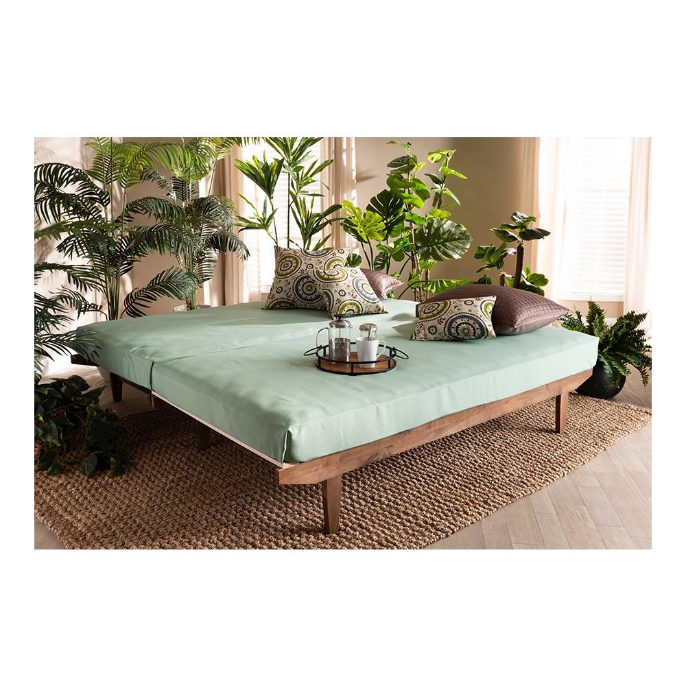 Walnut Finished Wood Expandable Twin Size to King Size Bed Frame. Picture 8