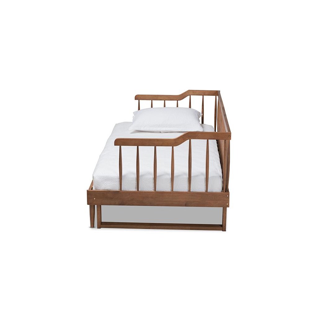 Walnut Brown Finished Wood Expandable Twin Size to King Size Spindle Daybed. Picture 4