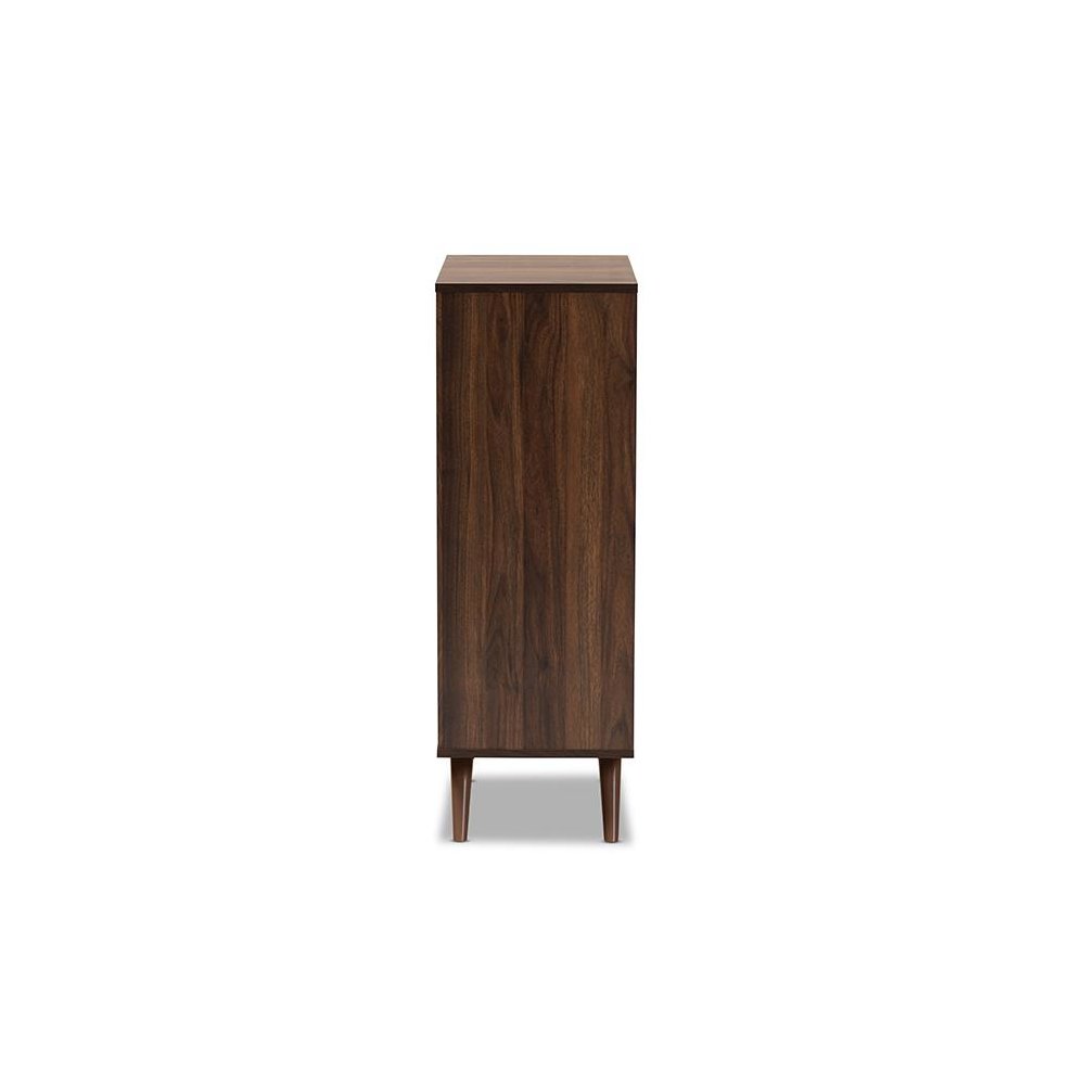 Two-Tone Grey and Walnut Finished Wood 2-Door Shoe Cabinet. Picture 4