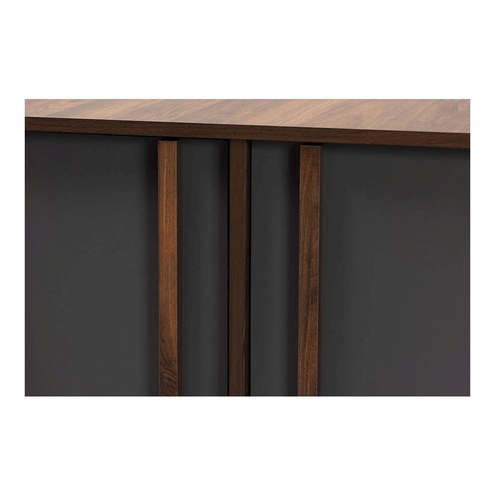 Two-Tone Grey and Walnut Finished Wood 2-Door Shoe Cabinet. Picture 5