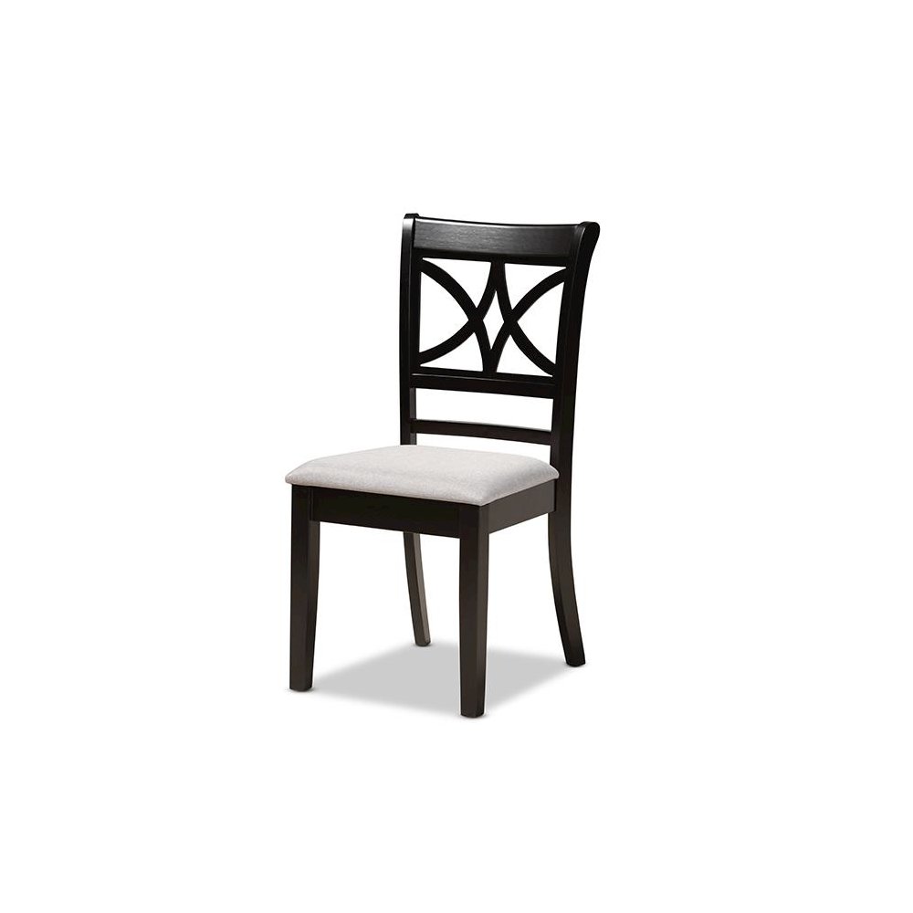 Grey Fabric Upholstered and Dark Brown Finished Wood 5-Piece Dining Set. Picture 2