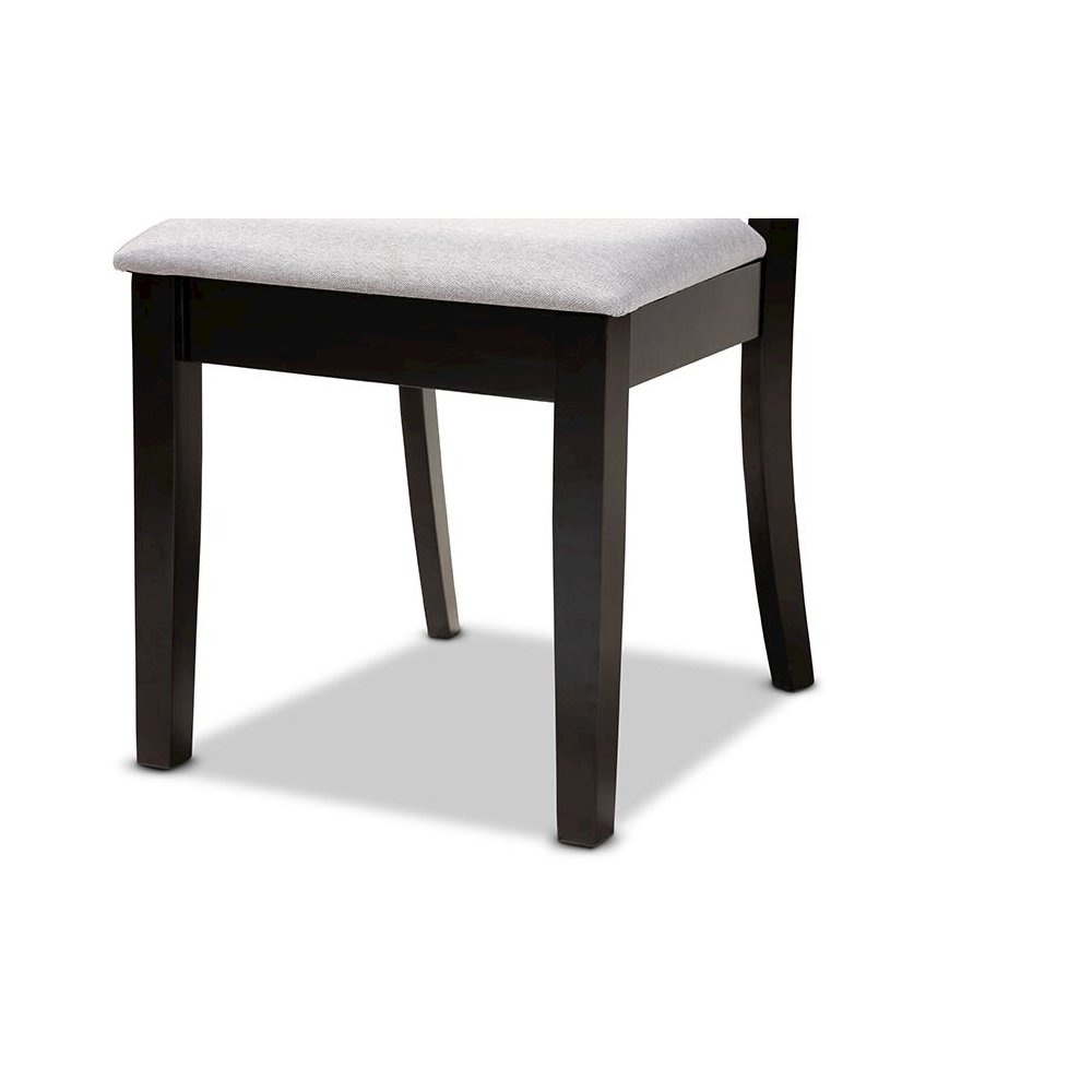 Grey Fabric Upholstered and Dark Brown Finished Wood 5-Piece Dining Set. Picture 6