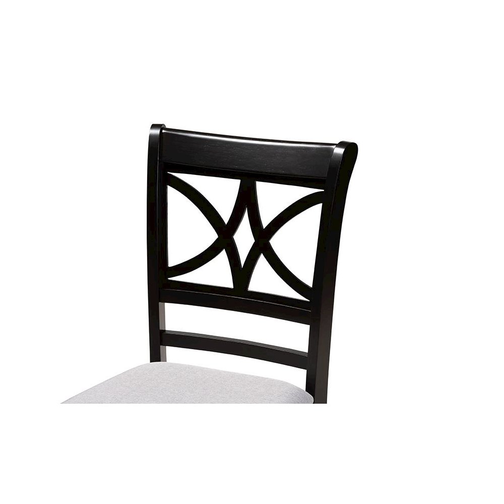 Noemi Modern Grey Fabric and Dark Brown Finished Wood 5-Piece Dining Set. Picture 5