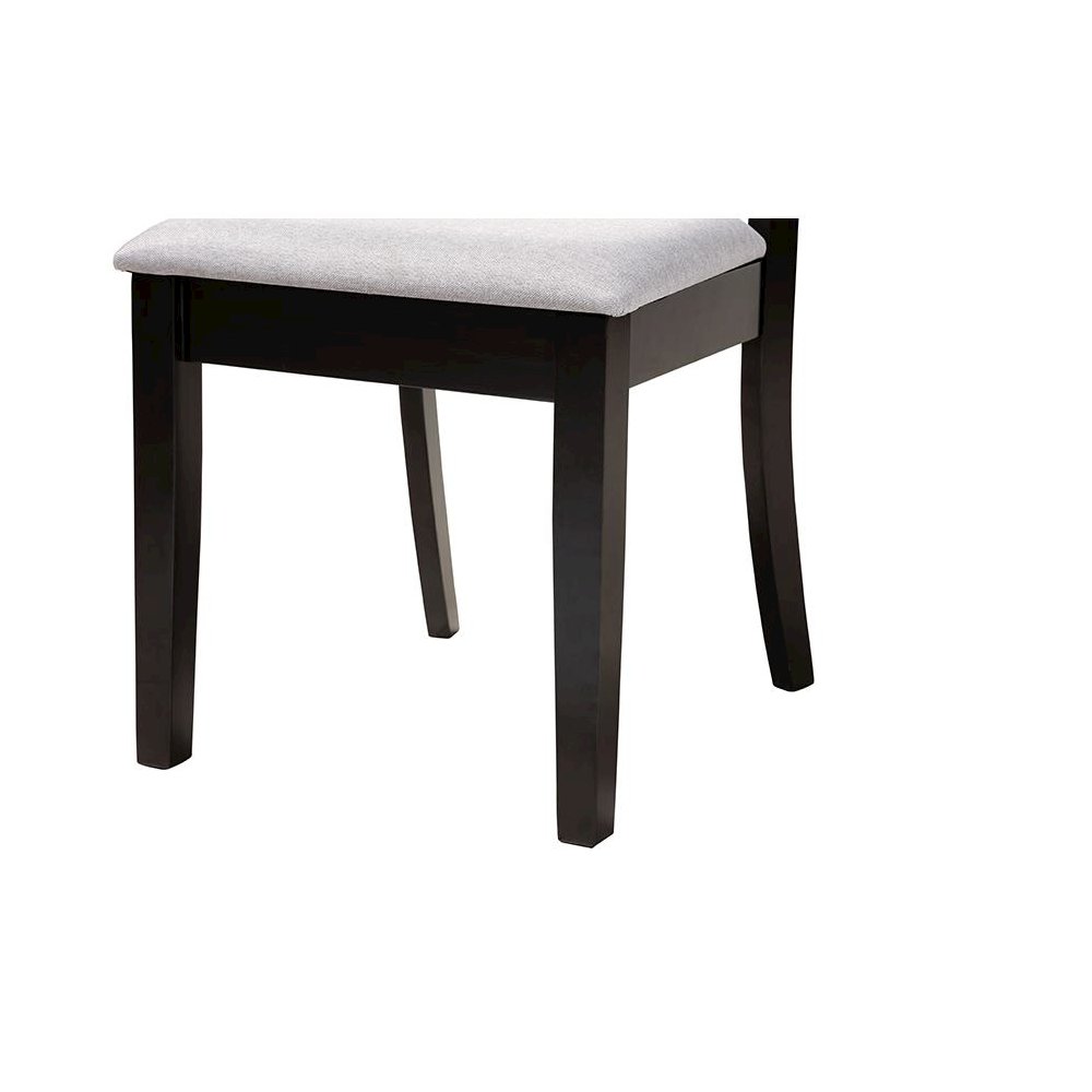 Noemi Modern Grey Fabric and Dark Brown Finished Wood 5-Piece Dining Set. Picture 6