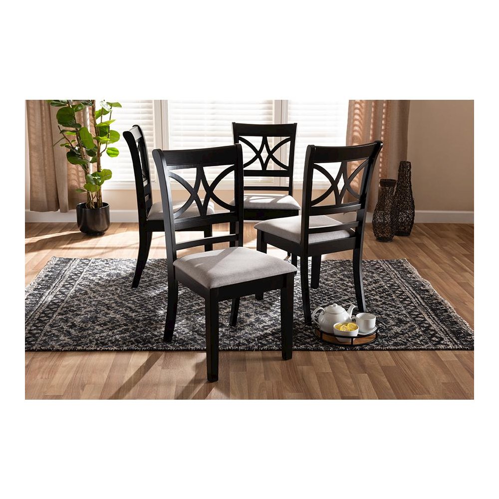 Espresso Brown Finished Wood 4-Piece Dining Chair Set. Picture 5