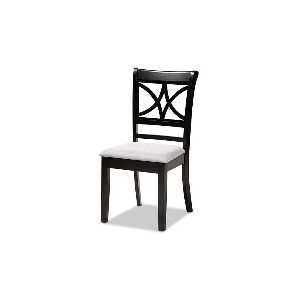 Grey Fabric Upholstered and Espresso Brown Finished Wood 5-Piece Dining Set. Picture 2