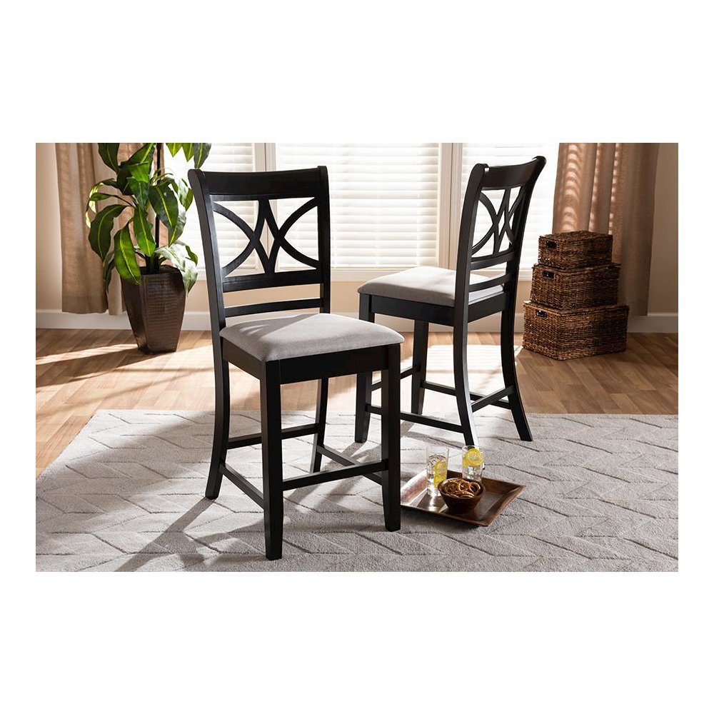 Espresso Brown Finished Wood 2-Piece Counter Height Pub Chair Set. Picture 6