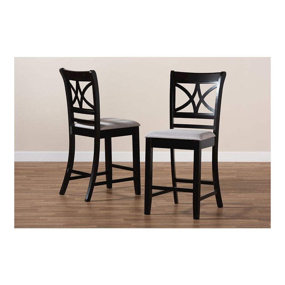 Espresso Brown Finished Wood 2-Piece Counter Height Pub Chair Set. Picture 7